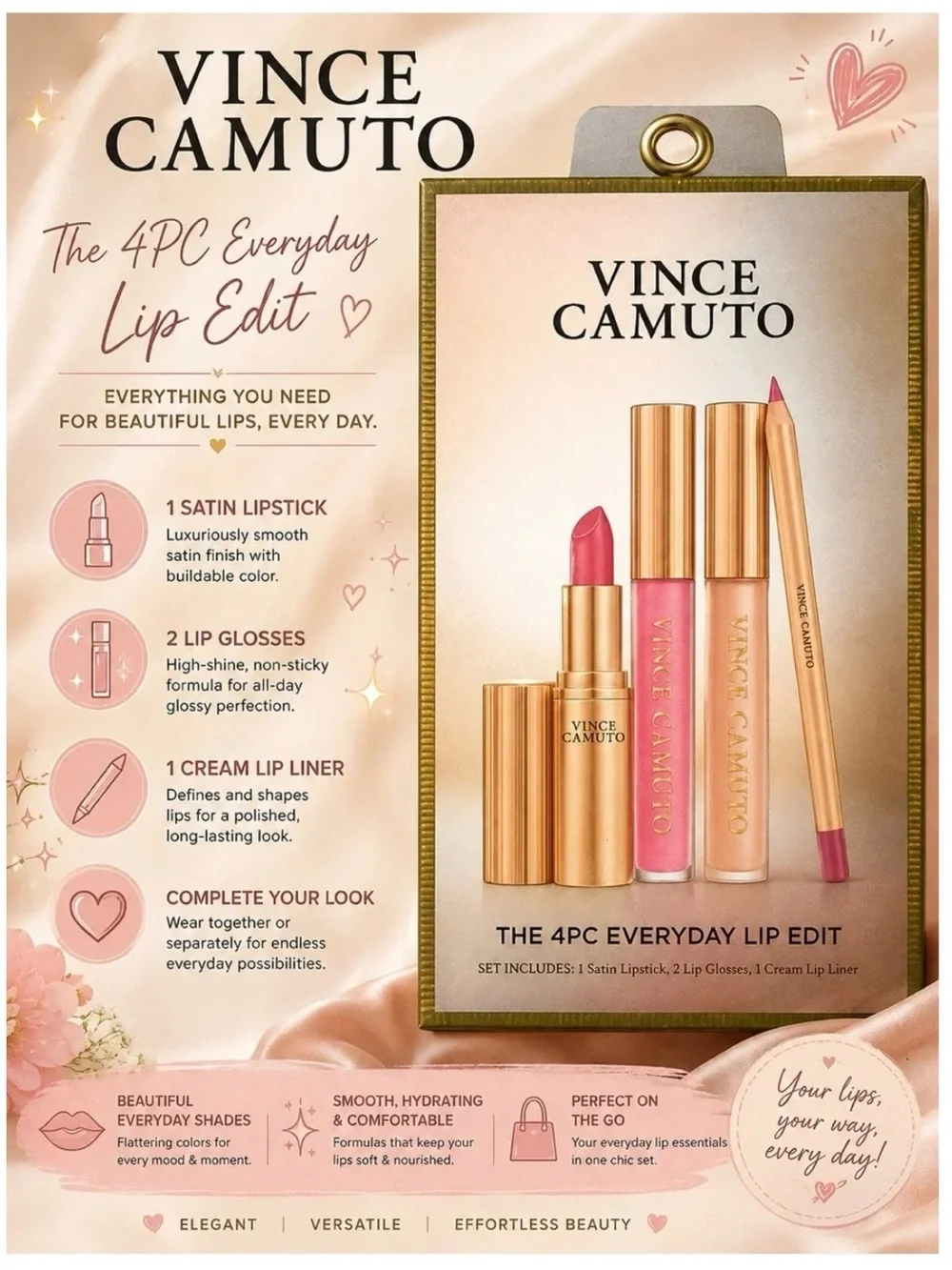 Vince Camuto Pink 4PC Everyday Lip Edit